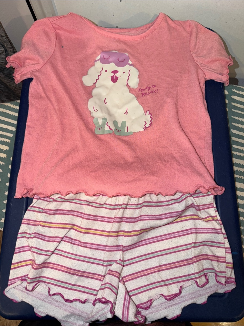 Cat & Jack Pink Poodle Pajama Set with Striped Shorts